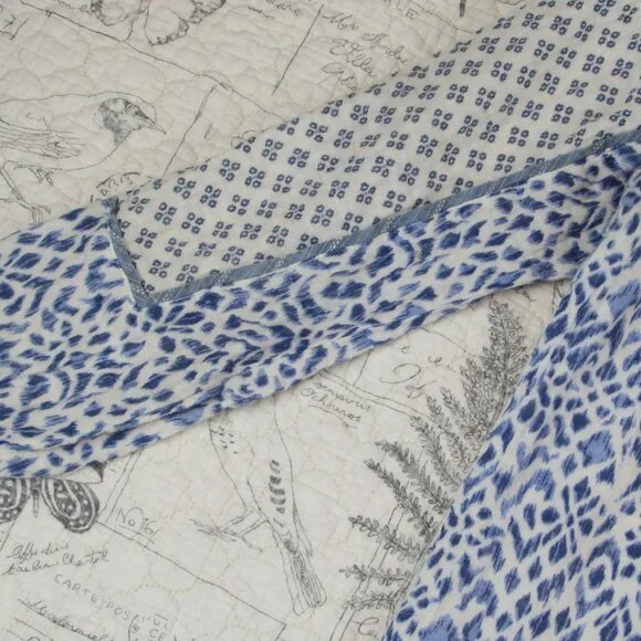 Sundance Catalog  Women's Blue white ikat multi print long sleeve cotton top S - Picture 2 of 10